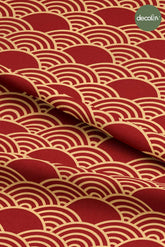 Traditional Chinese Style Abstract Geometric Wave Pattern Digital Printed Fabric